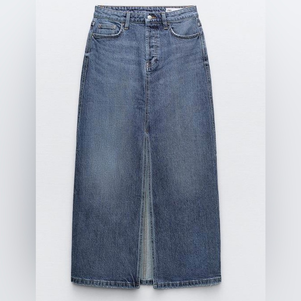 Zara Z1975 Denim Midi Skirt